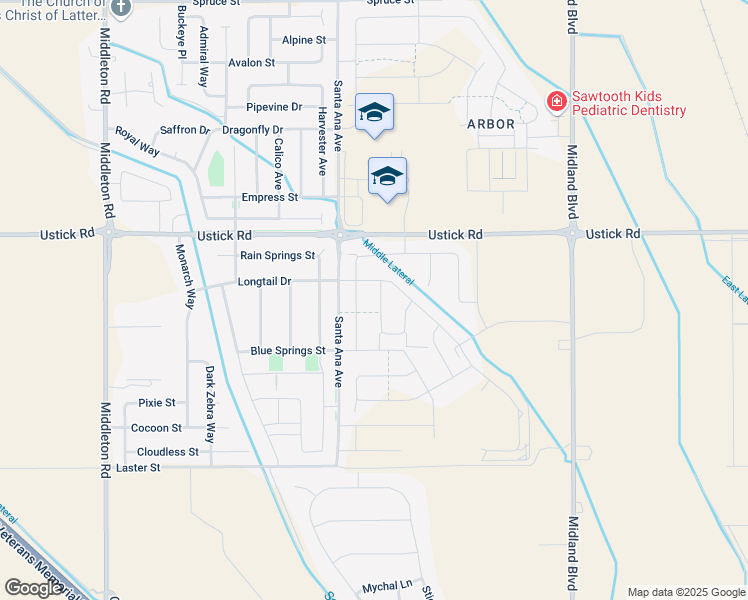 map of restaurants, bars, coffee shops, grocery stores, and more near 17855 Stony Ridge Avenue in Nampa