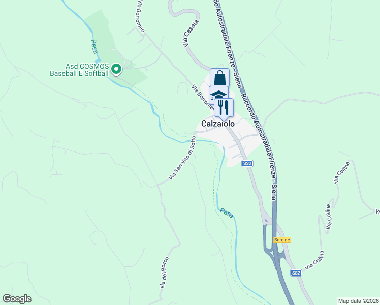 map of restaurants, bars, coffee shops, grocery stores, and more near 29/1 Via San Vito di Sotto in Città Metropolitana di Firenze