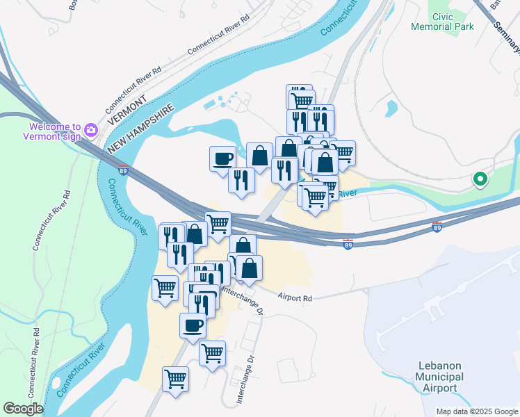 map of restaurants, bars, coffee shops, grocery stores, and more near 200 South Main Street in Lebanon