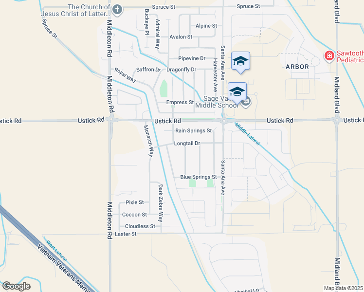 map of restaurants, bars, coffee shops, grocery stores, and more near 10323 Longtail Drive in Nampa