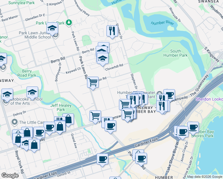 map of restaurants, bars, coffee shops, grocery stores, and more near 73 Guthrie Avenue in Toronto