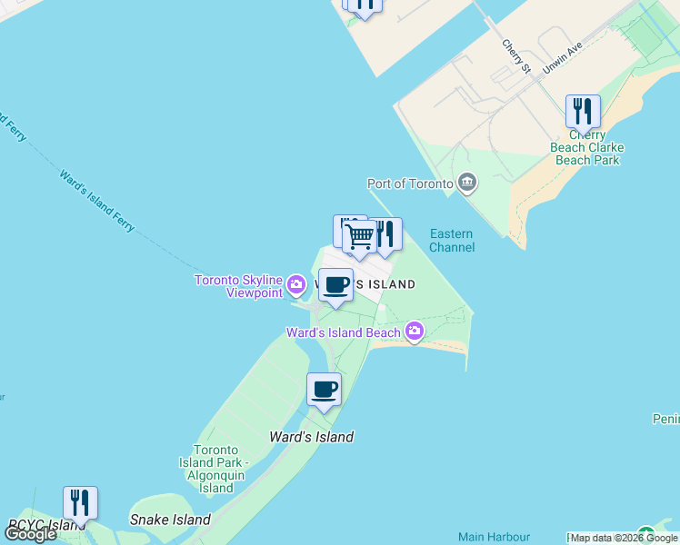 map of restaurants, bars, coffee shops, grocery stores, and more near in Toronto