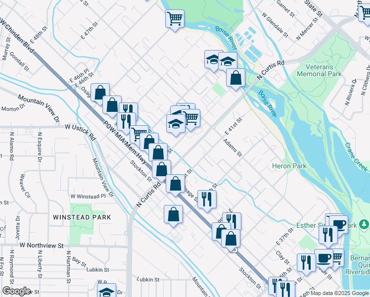 map of restaurants, bars, coffee shops, grocery stores, and more near 207 East 42nd Street in Garden City