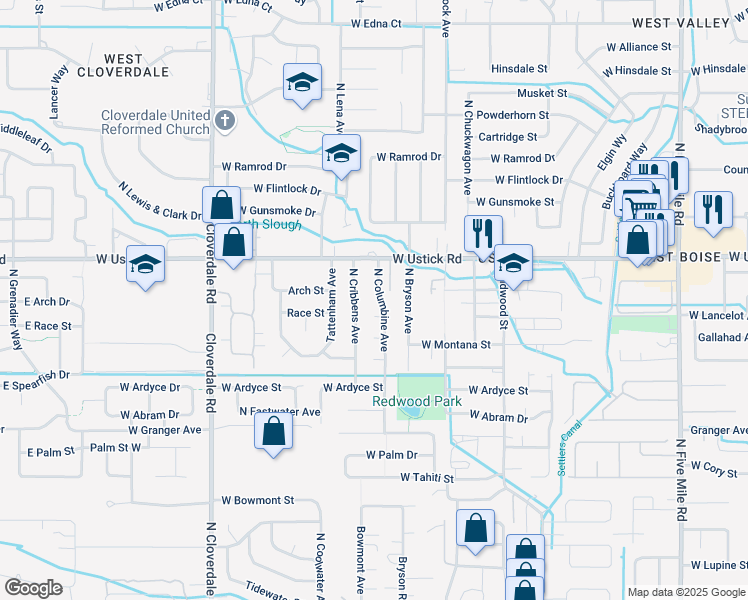 map of restaurants, bars, coffee shops, grocery stores, and more near 2998 North Cribbens Avenue in Boise