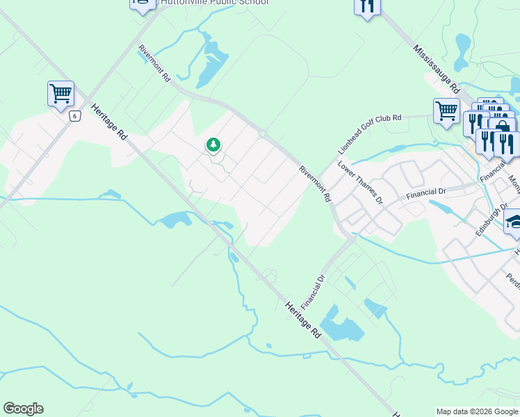 map of restaurants, bars, coffee shops, grocery stores, and more near 8671 Heritage Road in Brampton