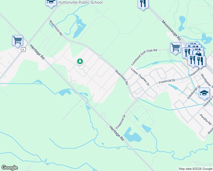 map of restaurants, bars, coffee shops, grocery stores, and more near 40 Hubbell Road in Brampton
