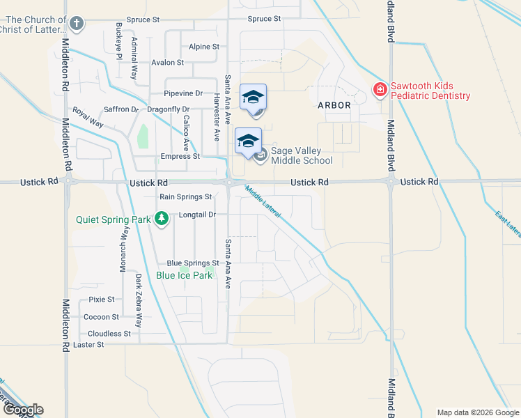 map of restaurants, bars, coffee shops, grocery stores, and more near 10398 Scout Ridge Street in Nampa