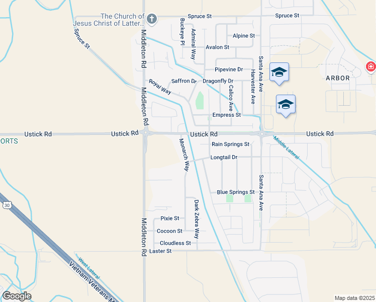 map of restaurants, bars, coffee shops, grocery stores, and more near 17978 Monarch Way in Nampa