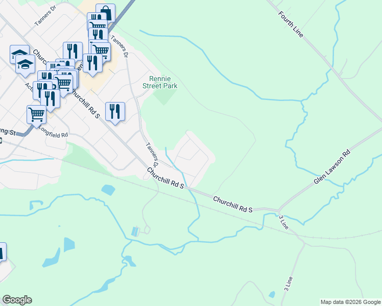 map of restaurants, bars, coffee shops, grocery stores, and more near 9 Kenney Street in Acton