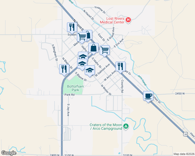 map of restaurants, bars, coffee shops, grocery stores, and more near 231-237 Water Street in Arco