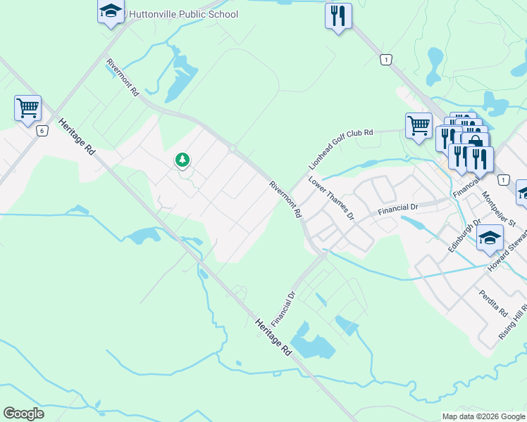 map of restaurants, bars, coffee shops, grocery stores, and more near 62 Lionhead Golf Club Road in Brampton