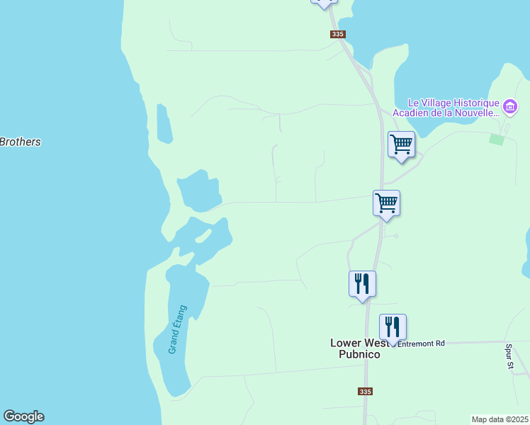 map of restaurants, bars, coffee shops, grocery stores, and more near Pond Road in Middle West Pubnico