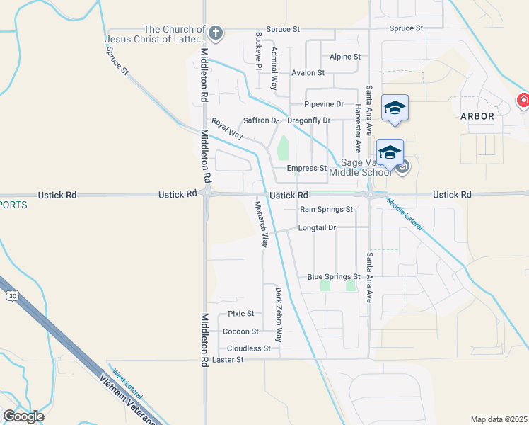 map of restaurants, bars, coffee shops, grocery stores, and more near 17946 Monarch Way in Nampa