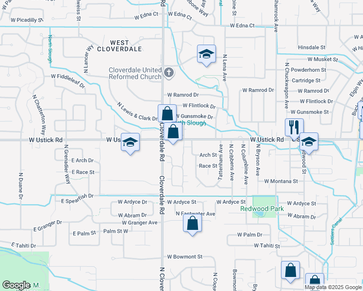 map of restaurants, bars, coffee shops, grocery stores, and more near 12067 West Ustick Road in Boise