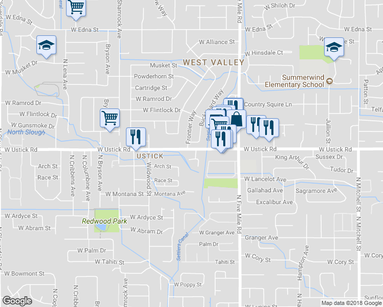 map of restaurants, bars, coffee shops, grocery stores, and more near 10941 West Ustick Road in Boise