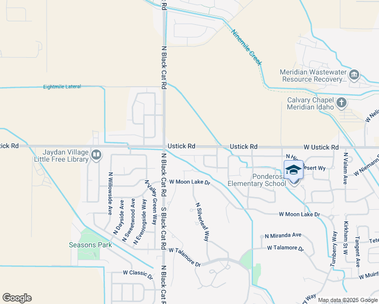 map of restaurants, bars, coffee shops, grocery stores, and more near 4604 West Niemann Court in Meridian