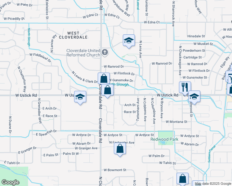map of restaurants, bars, coffee shops, grocery stores, and more near 12067 West Ustick Road in Boise