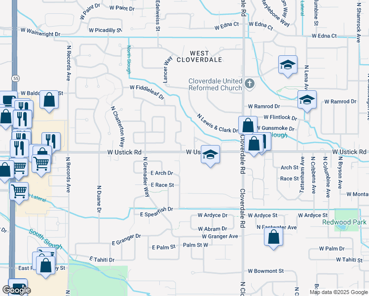 map of restaurants, bars, coffee shops, grocery stores, and more near 4352 East Chandler Street in Meridian