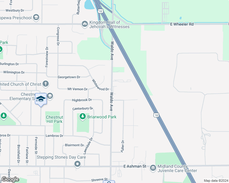map of restaurants, bars, coffee shops, grocery stores, and more near 4004 Waldo Avenue in Midland