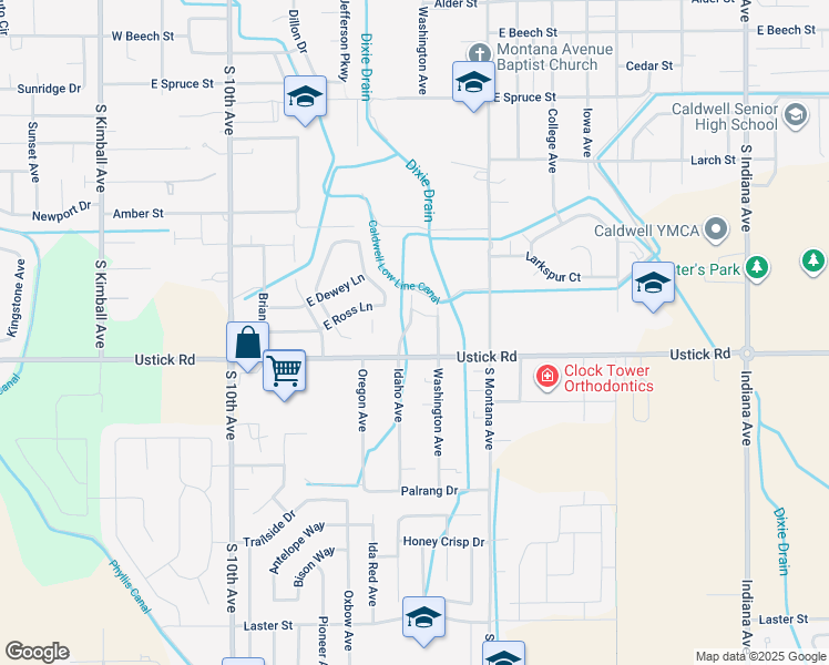 map of restaurants, bars, coffee shops, grocery stores, and more near 4003 Idaho Avenue in Caldwell