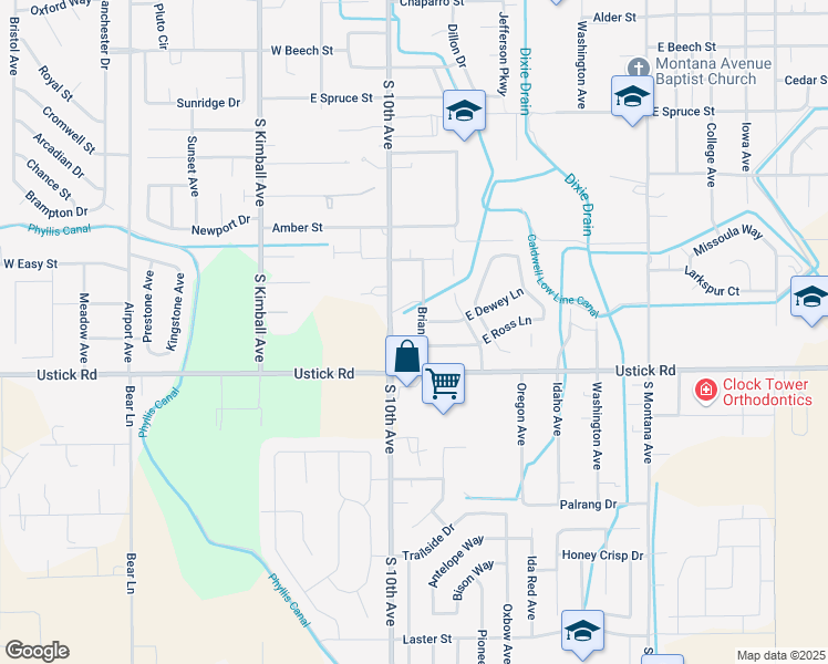map of restaurants, bars, coffee shops, grocery stores, and more near 4023 South 10th Avenue in Caldwell