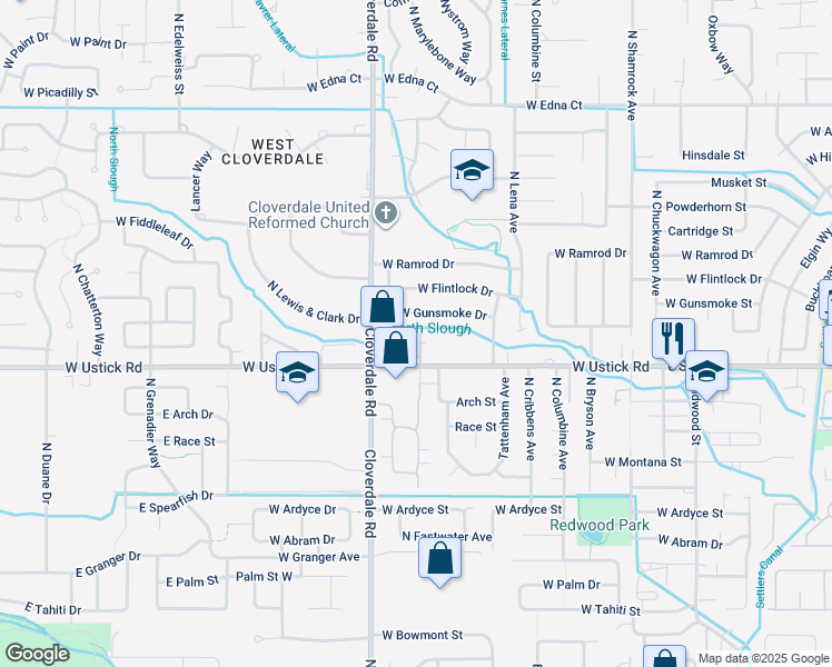 map of restaurants, bars, coffee shops, grocery stores, and more near 12061 West Gunsmoke Drive in Boise