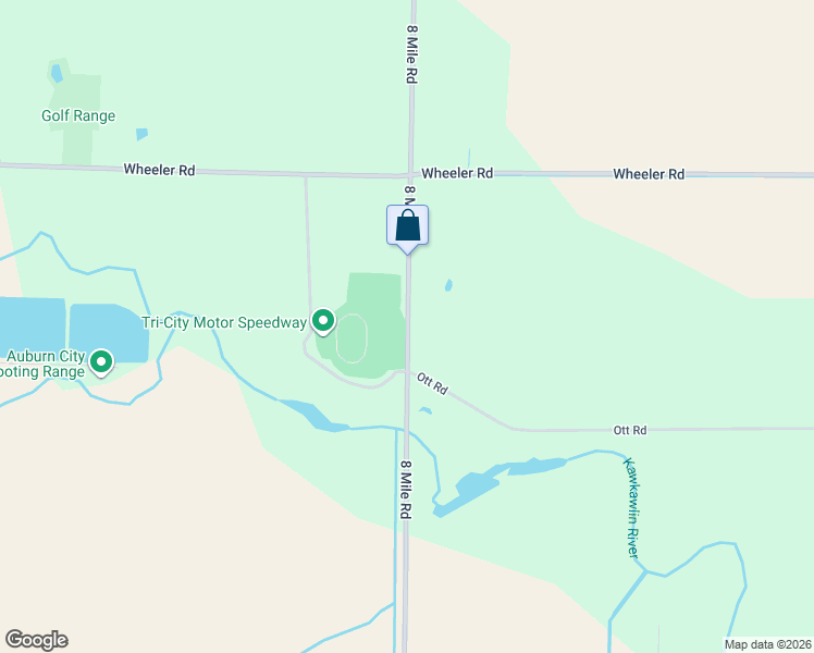 map of restaurants, bars, coffee shops, grocery stores, and more near 3576 8 Mile Road in Auburn