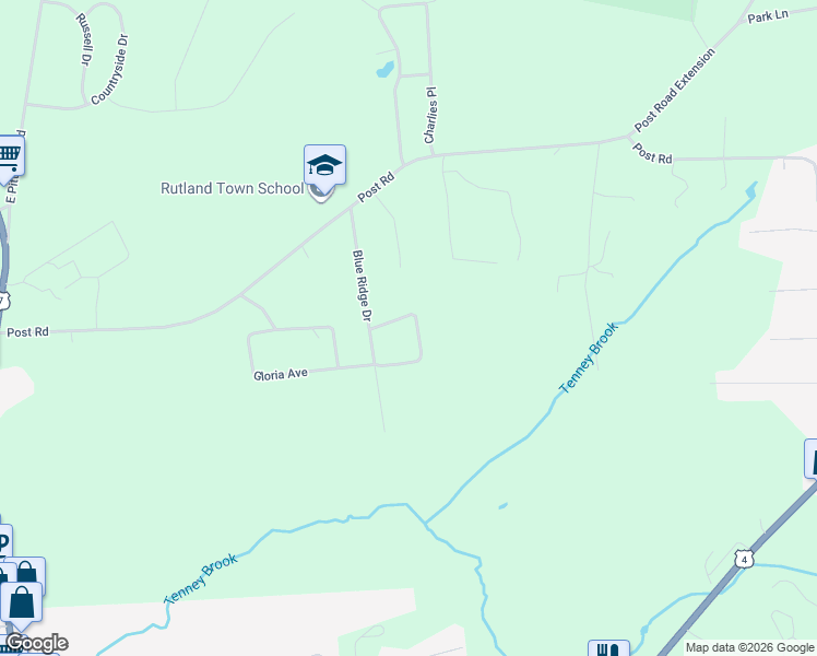 map of restaurants, bars, coffee shops, grocery stores, and more near 195 Linda Drive in Rutland