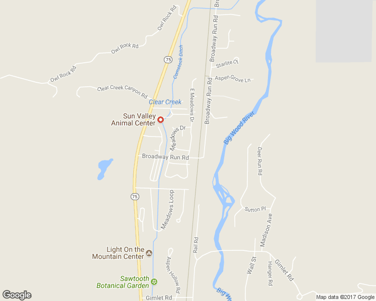 map of restaurants, bars, coffee shops, grocery stores, and more near 110 Blazing Saddles Drive in Hailey