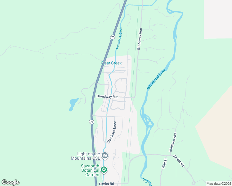 map of restaurants, bars, coffee shops, grocery stores, and more near 64-110 Blazing Saddles Drive in Hailey