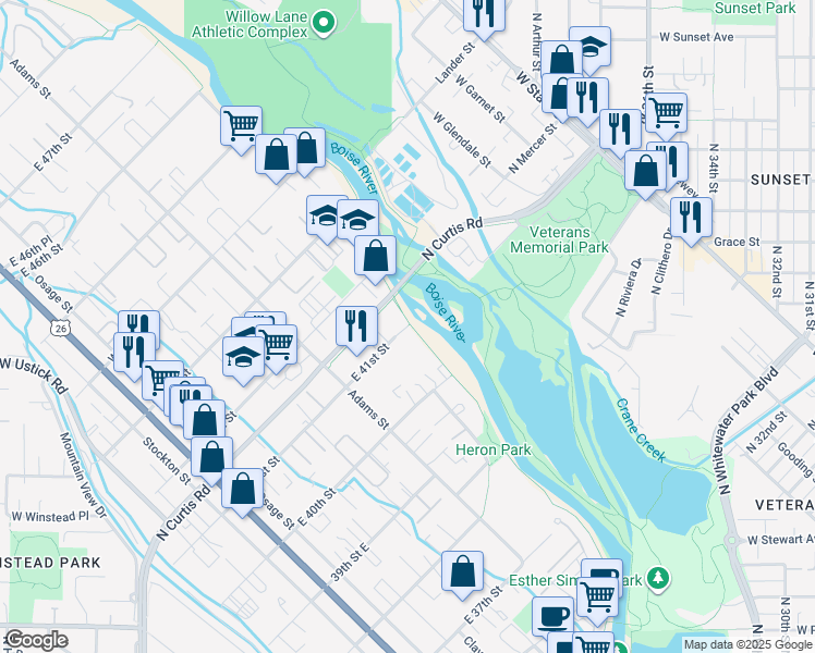 map of restaurants, bars, coffee shops, grocery stores, and more near 599 East 41st Street in Garden City