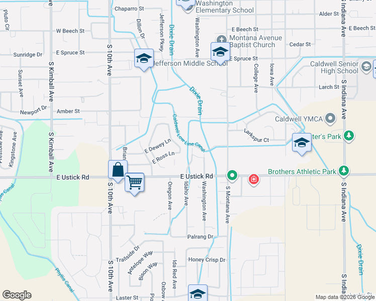 map of restaurants, bars, coffee shops, grocery stores, and more near 3908 Idaho Avenue in Caldwell