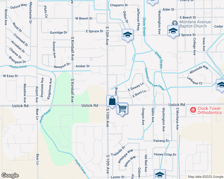 map of restaurants, bars, coffee shops, grocery stores, and more near 4023 South 10th Avenue in Caldwell
