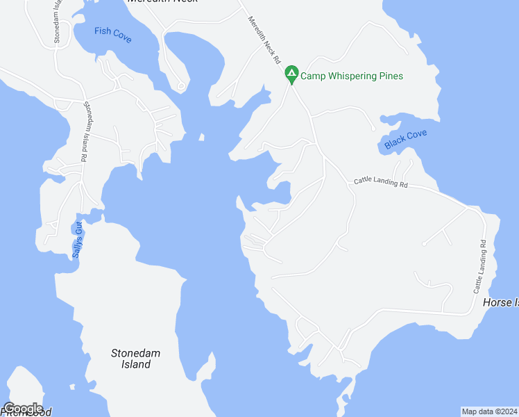 map of restaurants, bars, coffee shops, grocery stores, and more near 23 Tommy's Cove Road in Meredith