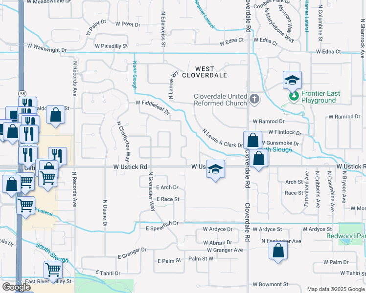 map of restaurants, bars, coffee shops, grocery stores, and more near North Campton Way in Boise