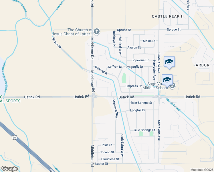 map of restaurants, bars, coffee shops, grocery stores, and more near 18036 Middleton Road in Nampa