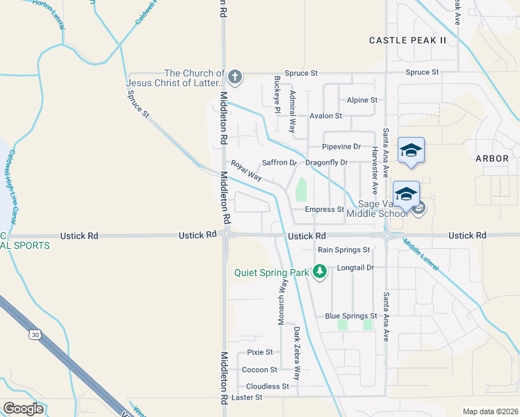 map of restaurants, bars, coffee shops, grocery stores, and more near 18036 Middleton Road in Nampa
