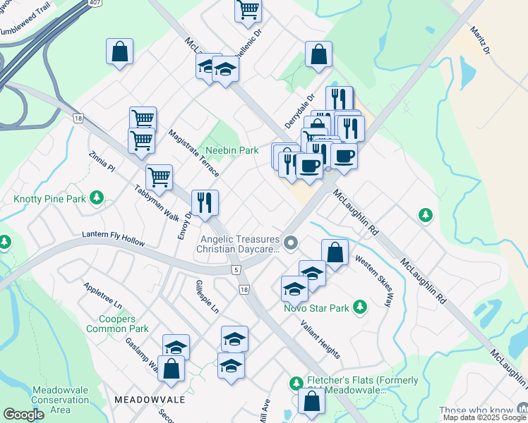 map of restaurants, bars, coffee shops, grocery stores, and more near 7252 Gagliano Drive in Mississauga