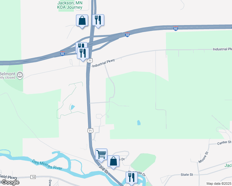 map of restaurants, bars, coffee shops, grocery stores, and more near 1000 U. S. Highway 71 in Jackson