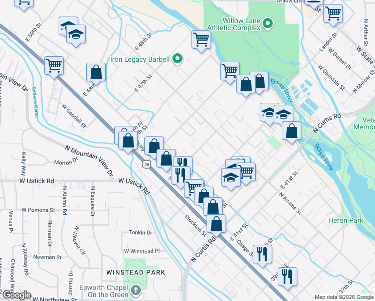 map of restaurants, bars, coffee shops, grocery stores, and more near 208 East 44th Street in Garden City