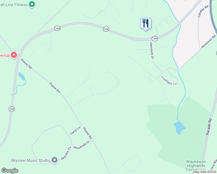map of restaurants, bars, coffee shops, grocery stores, and more near 38 Clover Ridge Road in Meredith