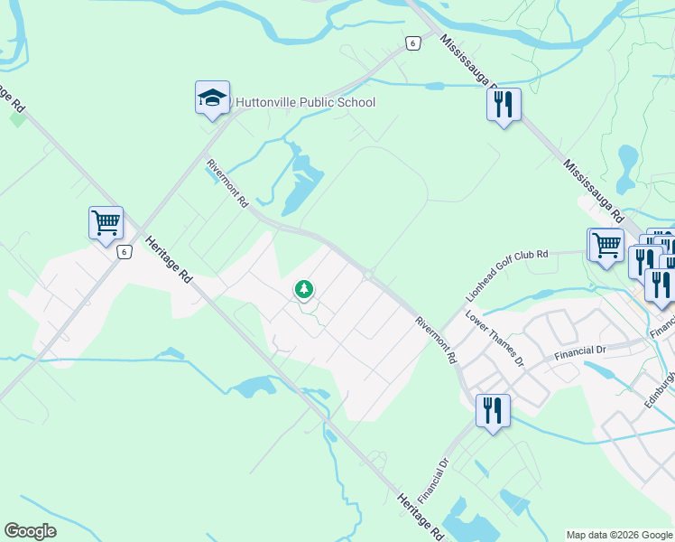 map of restaurants, bars, coffee shops, grocery stores, and more near 14 Banner Elk Street in Brampton
