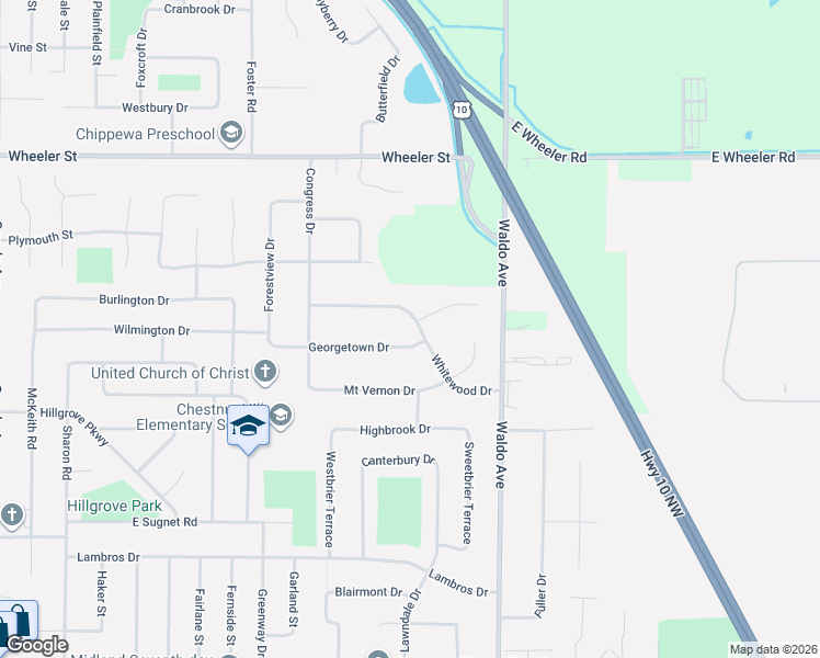 map of restaurants, bars, coffee shops, grocery stores, and more near 3005 Travis Court in Midland