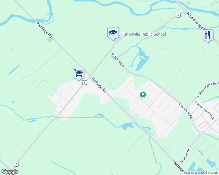 map of restaurants, bars, coffee shops, grocery stores, and more near 8917 Heritage Road in Brampton