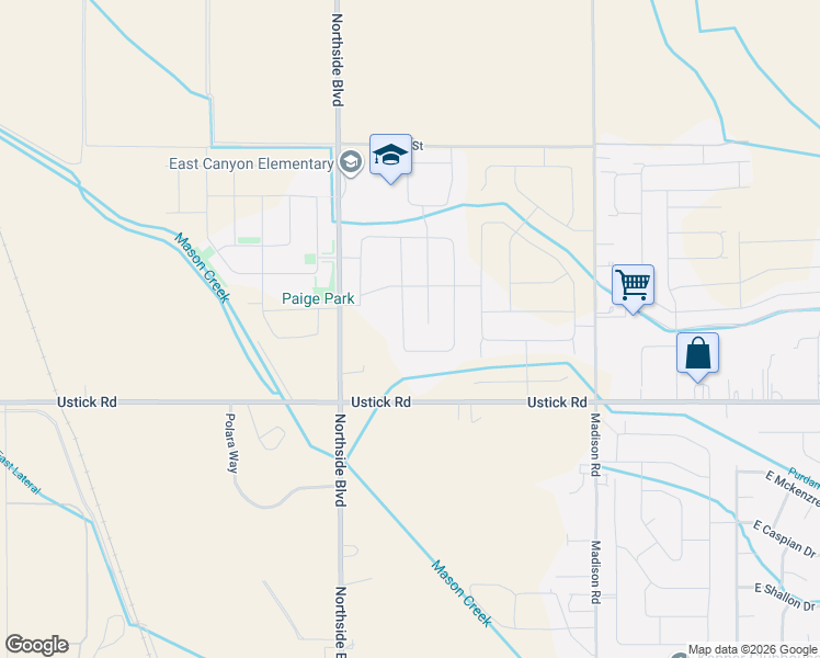 map of restaurants, bars, coffee shops, grocery stores, and more near 18052 Northside Boulevard in Nampa