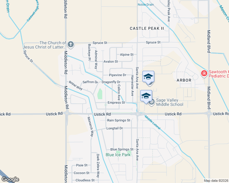 map of restaurants, bars, coffee shops, grocery stores, and more near 18169 Spicebush Avenue in Nampa