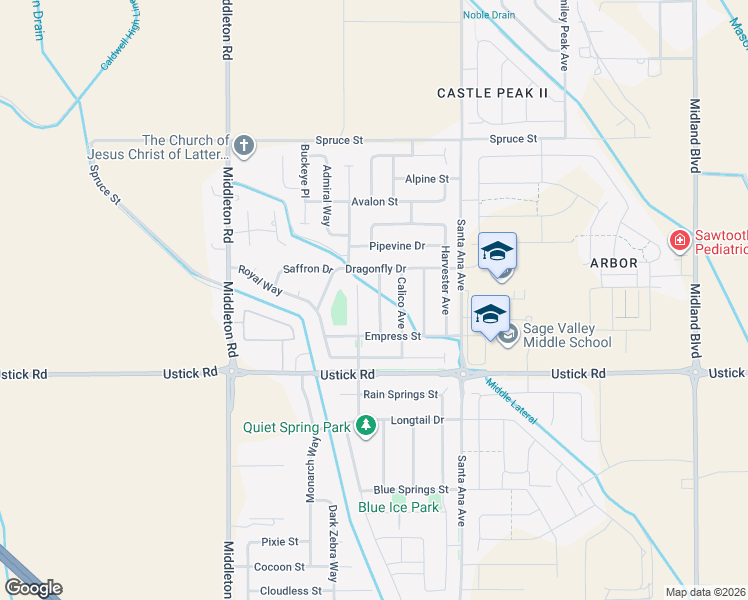 map of restaurants, bars, coffee shops, grocery stores, and more near 18169 Spicebush Avenue in Nampa