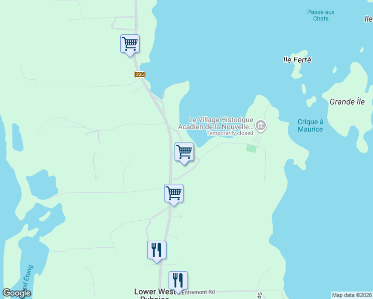 map of restaurants, bars, coffee shops, grocery stores, and more near in Pubnico