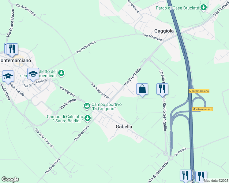 map of restaurants, bars, coffee shops, grocery stores, and more near 27 Via Brecciata in Gabella