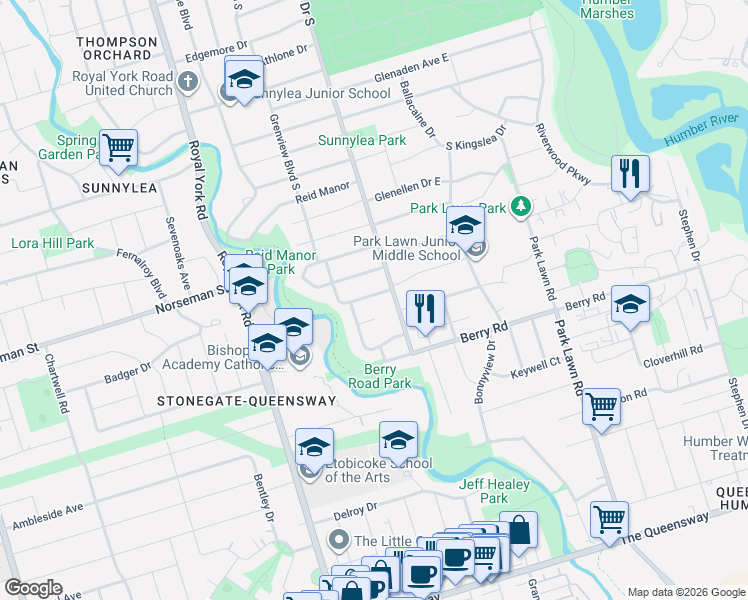 map of restaurants, bars, coffee shops, grocery stores, and more near 5 Elderidge Avenue in Toronto